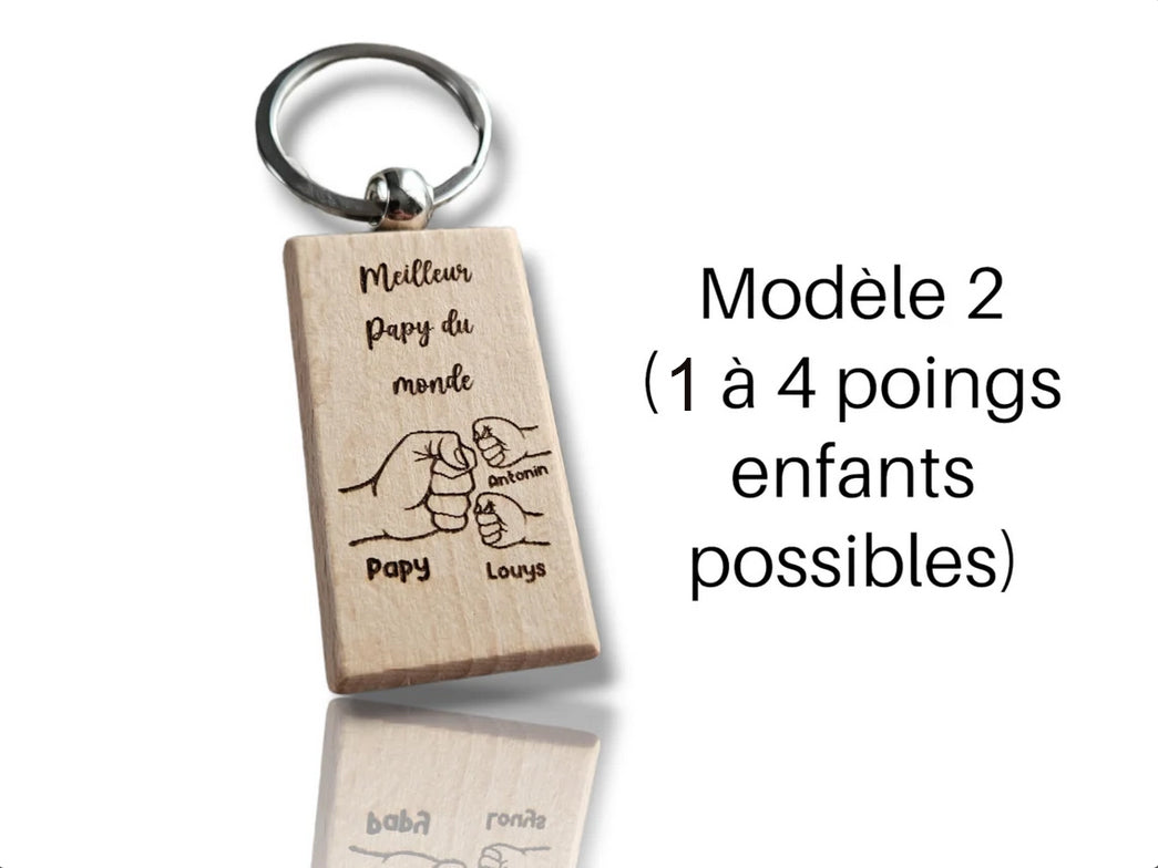 Porte-Clés Personnalisés en Bois pour les Papys/Papa/Parrain/Tonton ...