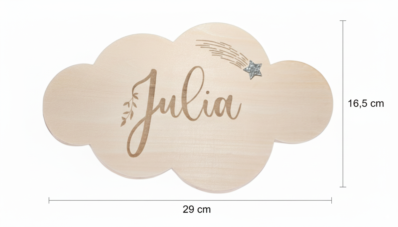 Nuage Personnalisé en Bois | Prénom en Bois | Nuage I Naissance | Cadeau | Décoration chambre | Décoration murale enfant