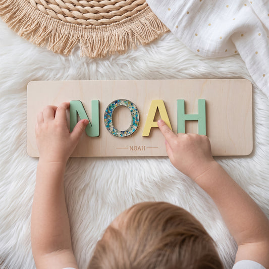 Puzzle prénom personnalisé en bois • Jouet éducatif & déco