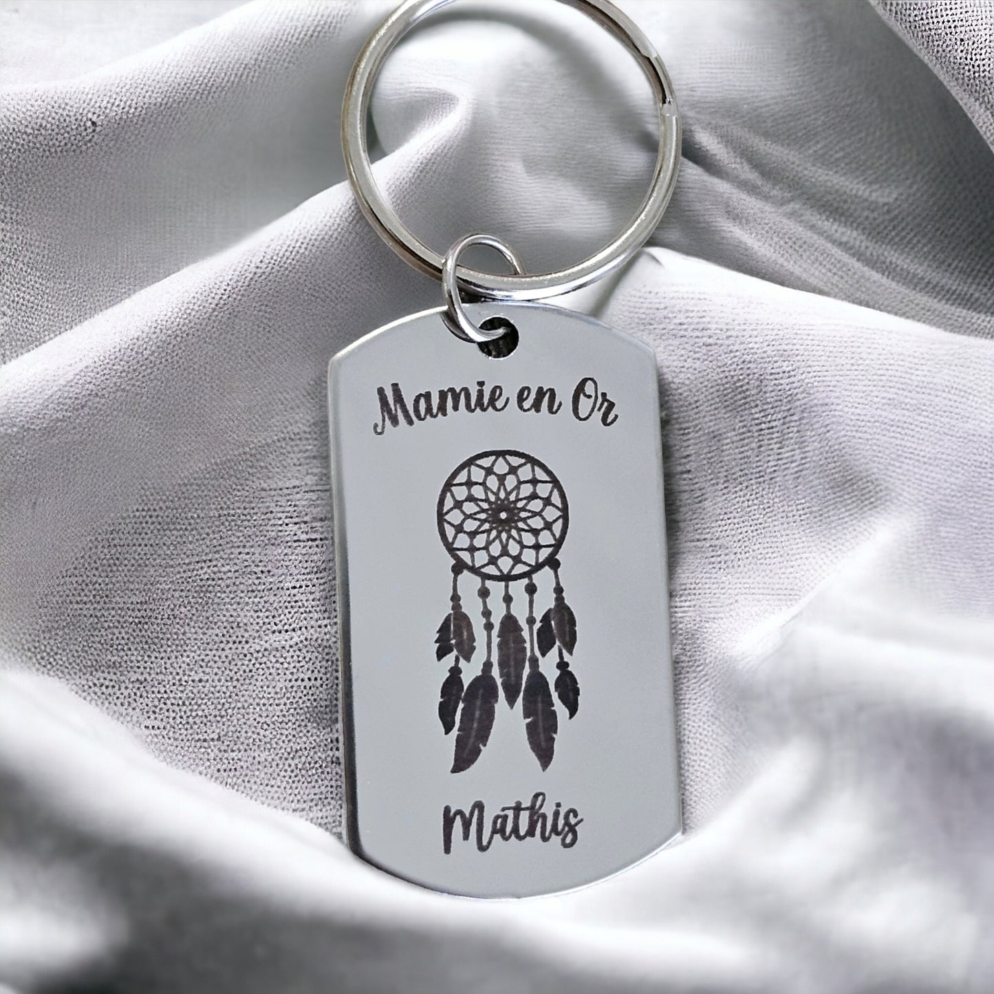 Porte-Clé en Acier Inoxydable Personnalisé (Mamie, Maman, Nounou, Maitresse ...)
