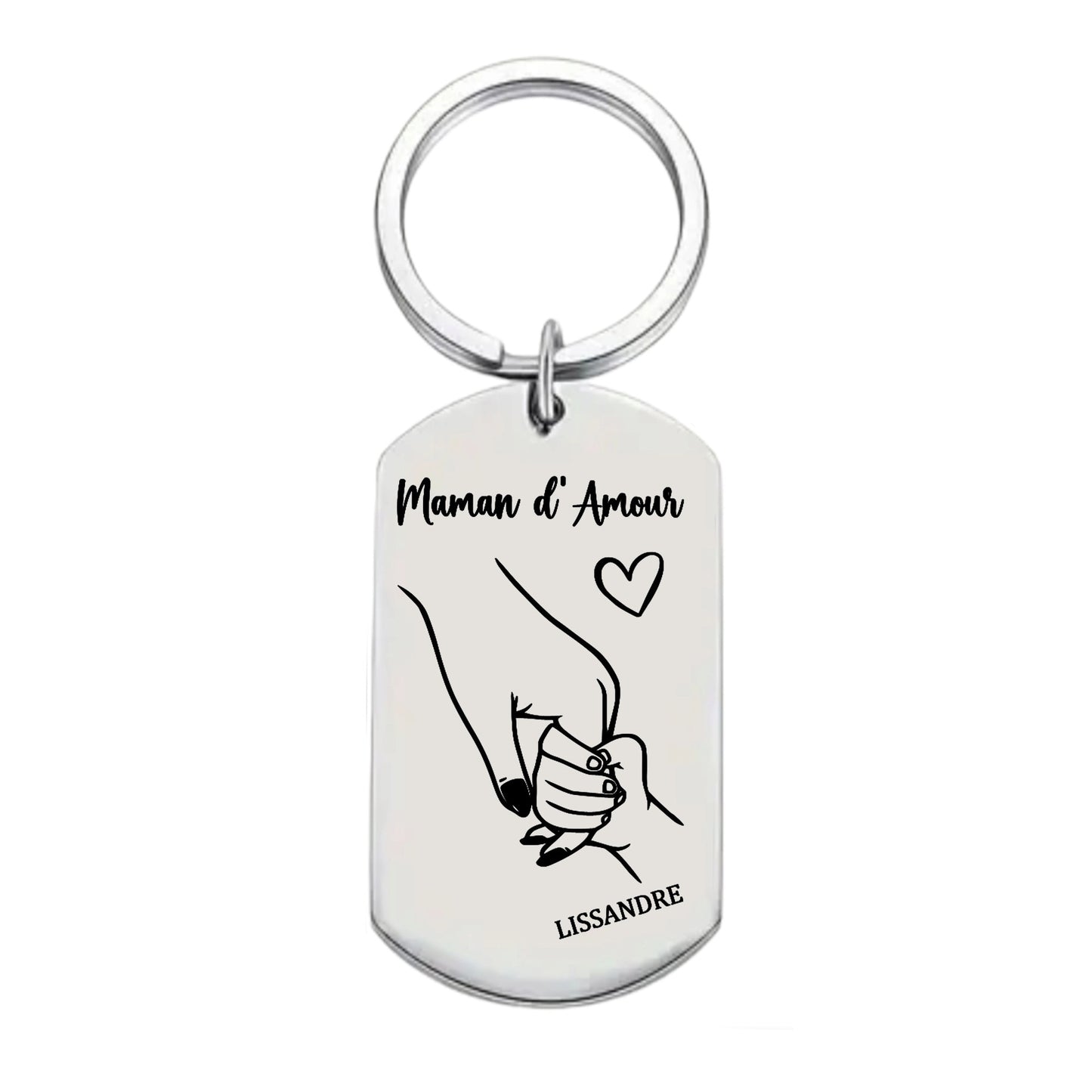 Porte-clés personnalisable en acier inoxydable ( Maman, Mamie, Tata, Marraine ...)