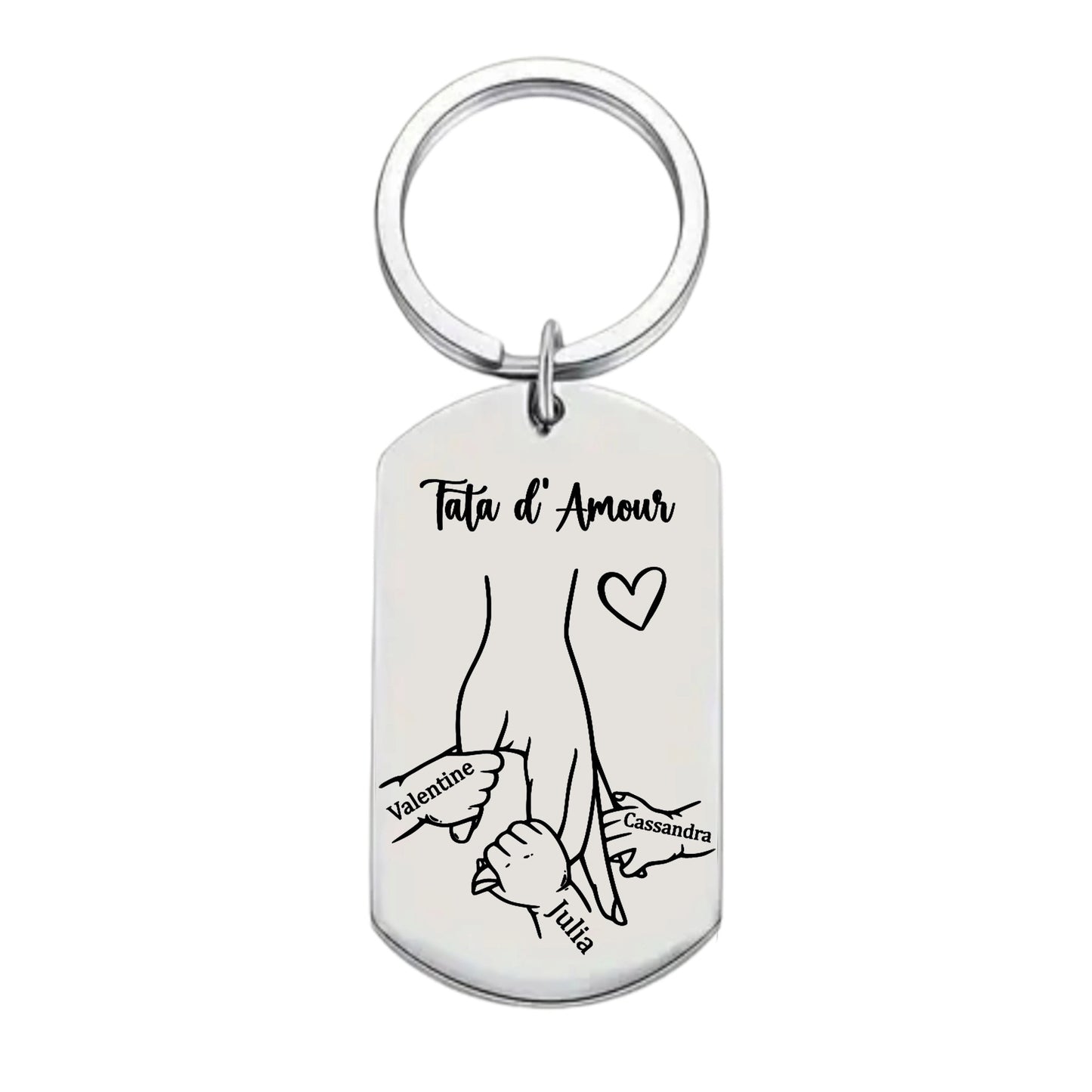 Porte-clés personnalisable en acier inoxydable ( Maman, Mamie, Tata, Marraine ...)