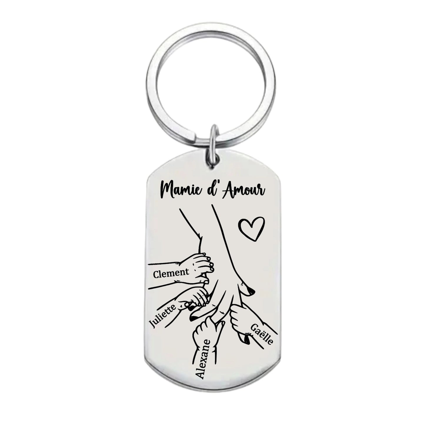 Porte-clés personnalisable en acier inoxydable ( Maman, Mamie, Tata, Marraine ...)