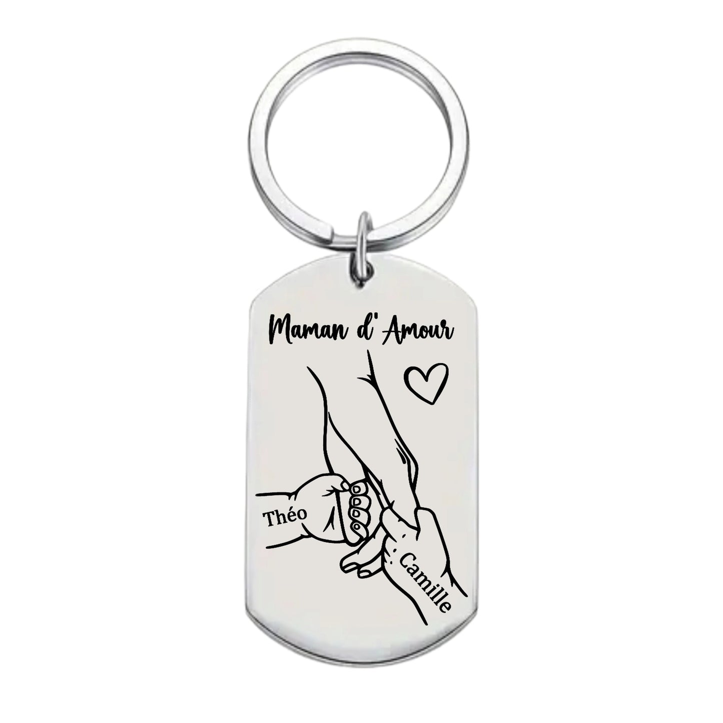 Porte-clés personnalisable en acier inoxydable ( Maman, Mamie, Tata, Marraine ...)