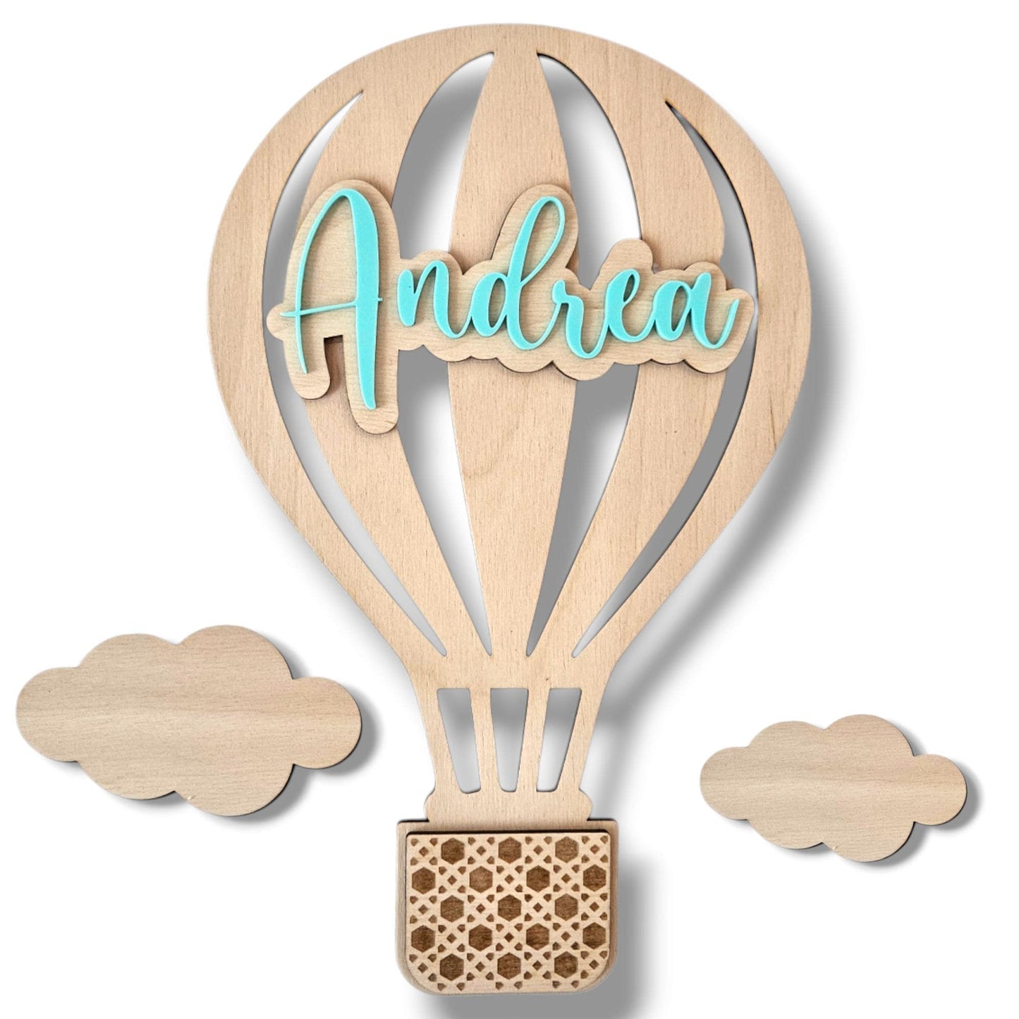 Décoration murale personnalisé - Montgolfière et Nuages - Chambre Bébé/Enfant