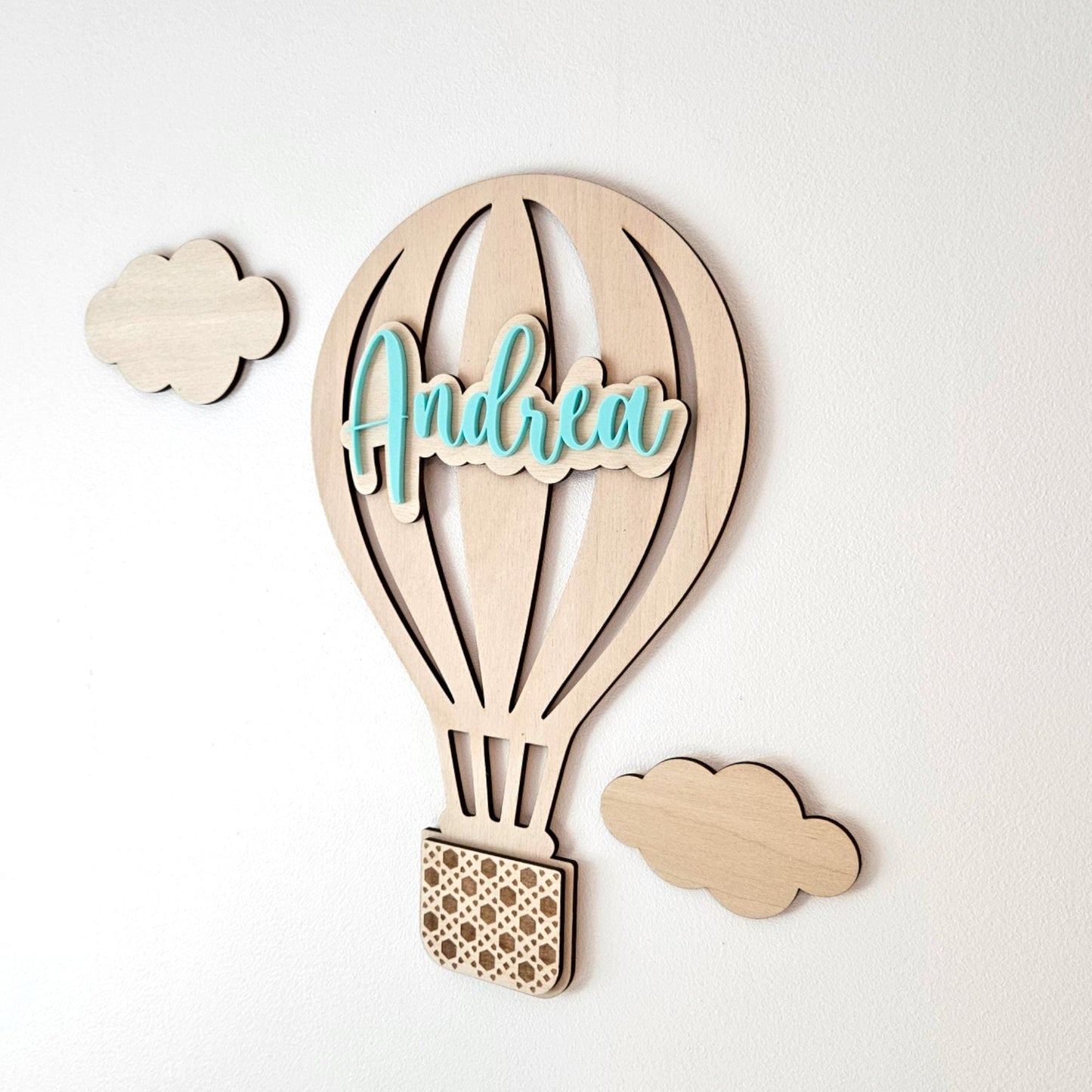 Décoration murale personnalisé - Montgolfière et Nuages - Chambre Bébé/Enfant