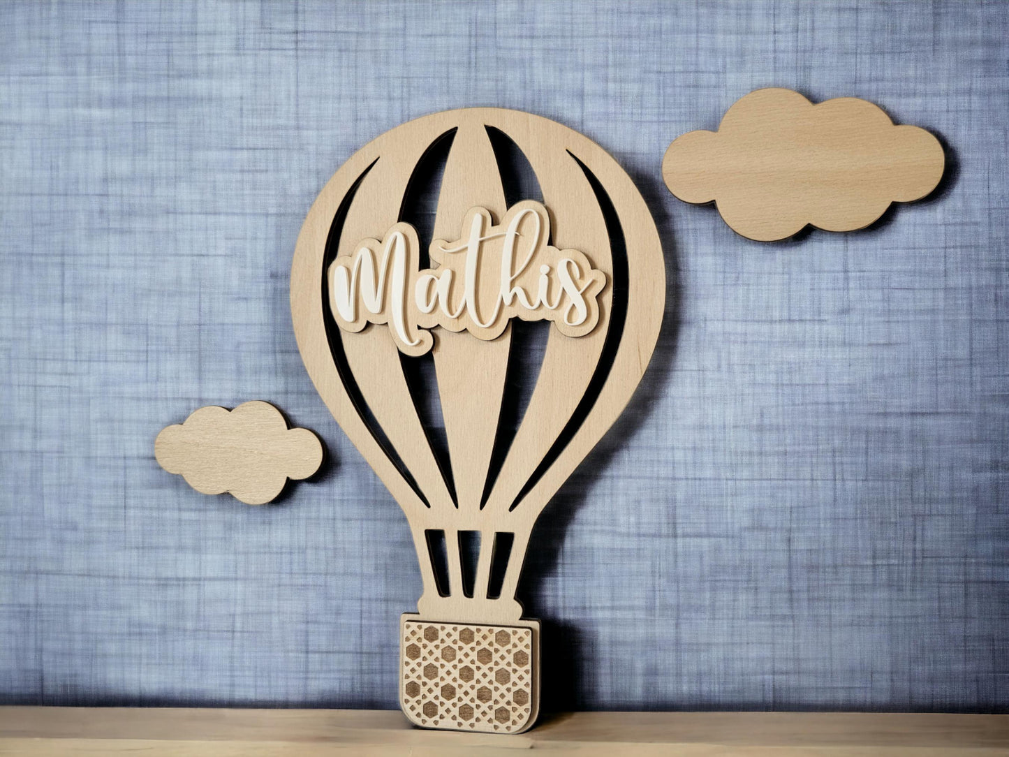 Décoration murale personnalisé - Montgolfière et Nuages - Chambre Bébé/Enfant