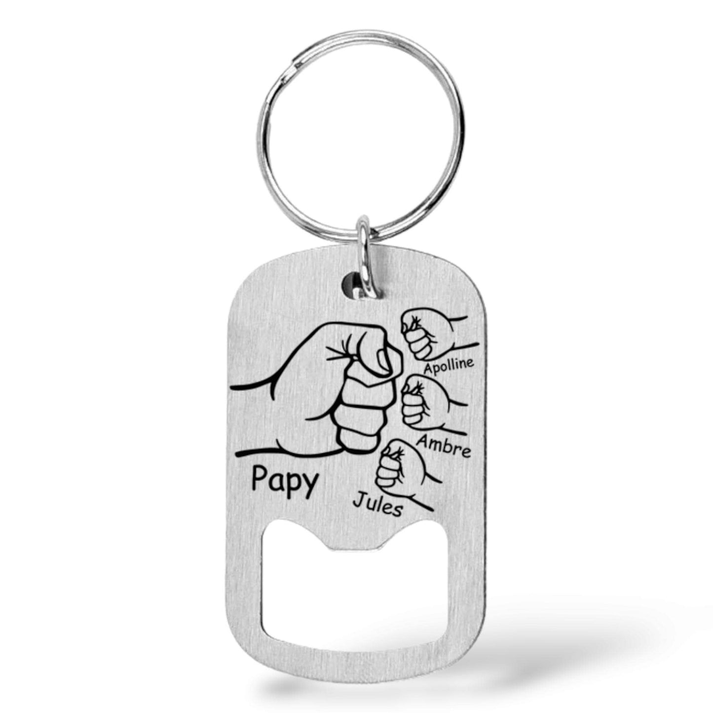 Porte-clé personnalisé en acier inoxydable - Cadeau pour Papa, Papy, Parrain, Tonton