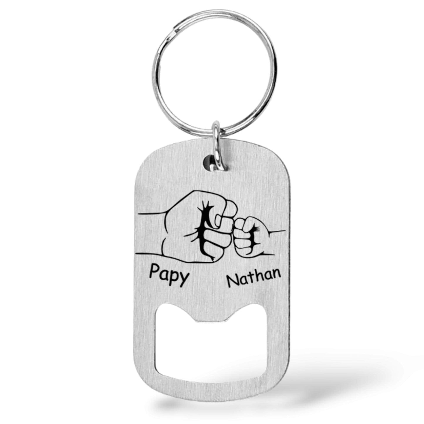 Porte-clé personnalisé en acier inoxydable - Cadeau pour Papa, Papy, Parrain, Tonton