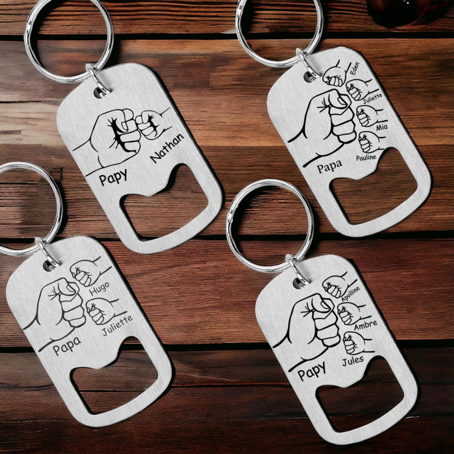 Porte-clé personnalisé en acier inoxydable - Cadeau pour Papa, Papy, Parrain, Tonton