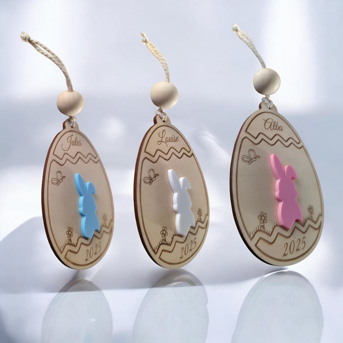 Œufs de pâques/Décoration de Pâques personnalisée en bois | Cadeau de Pâques | Ornement Lapin