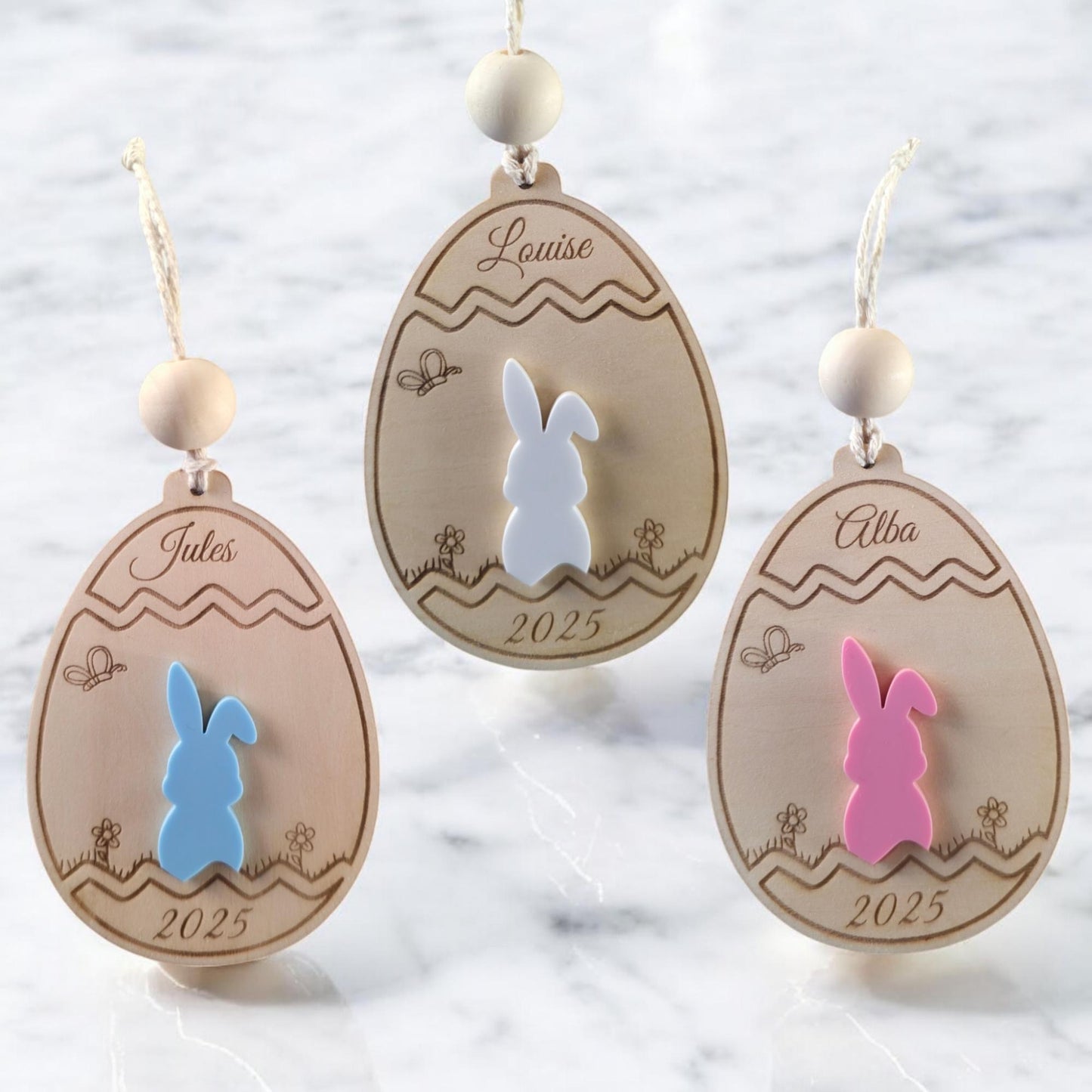 Œufs de pâques/Décoration de Pâques personnalisée en bois | Cadeau de Pâques | Ornement Lapin