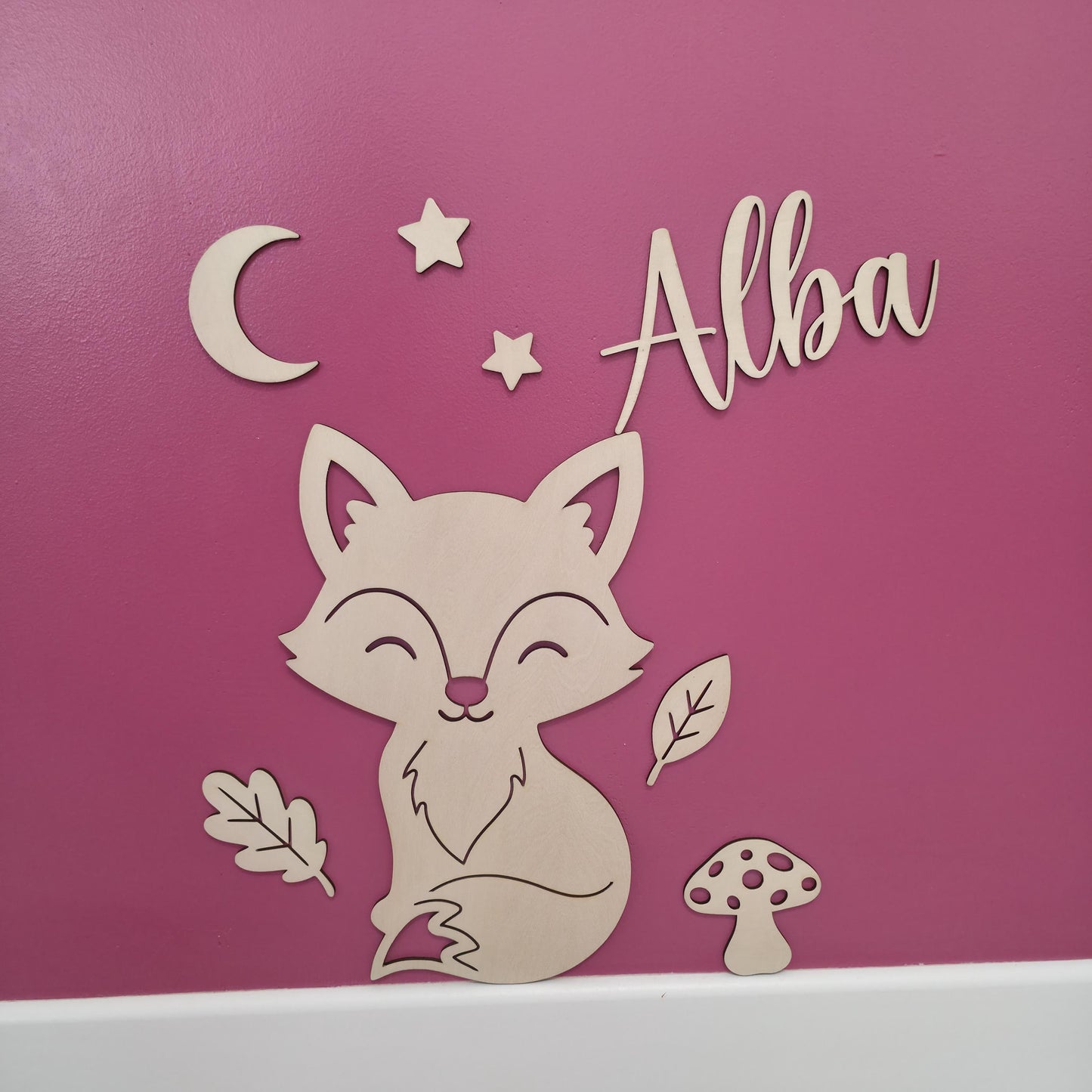 Décoration murale chambre d'enfant "Renard" personnalisée avec prénom et décors