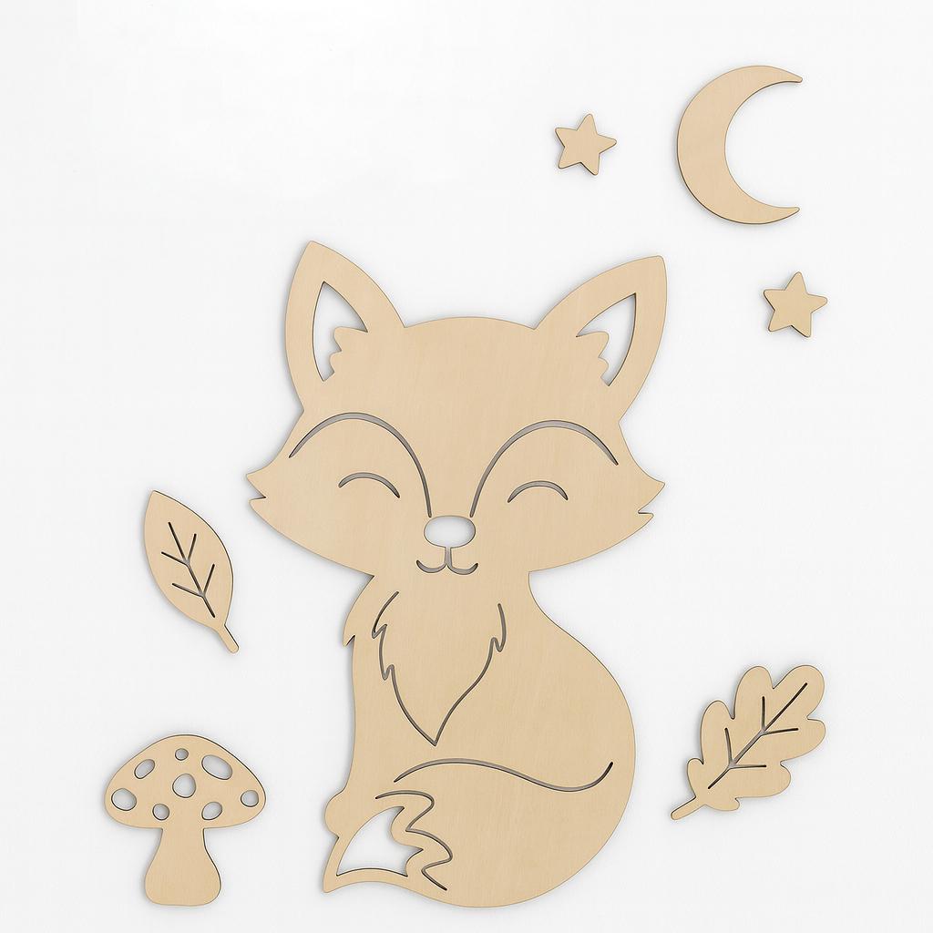 Décoration murale chambre d'enfant "Renard" personnalisée avec prénom et décors