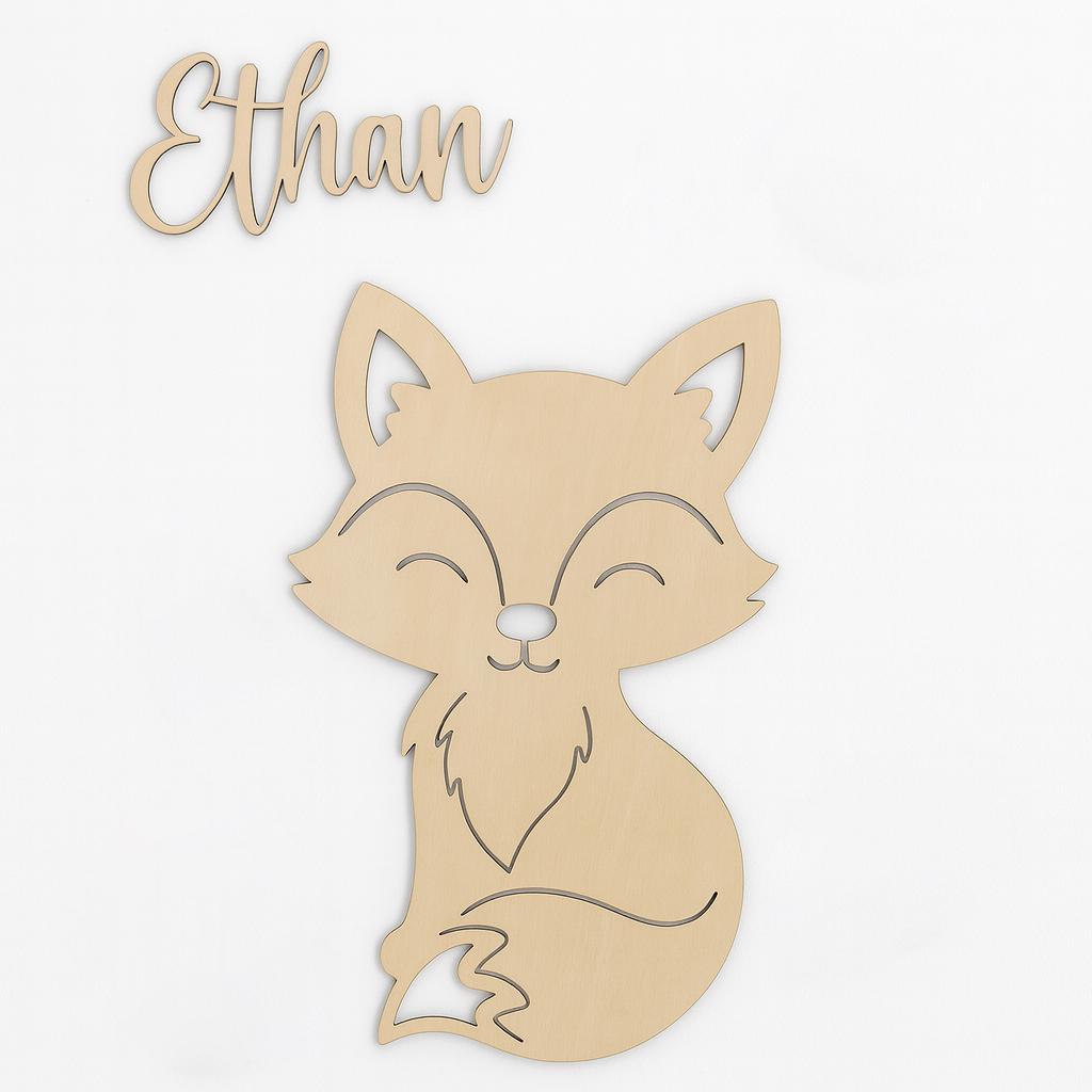 Décoration murale chambre d'enfant "Renard" personnalisée avec prénom et décors