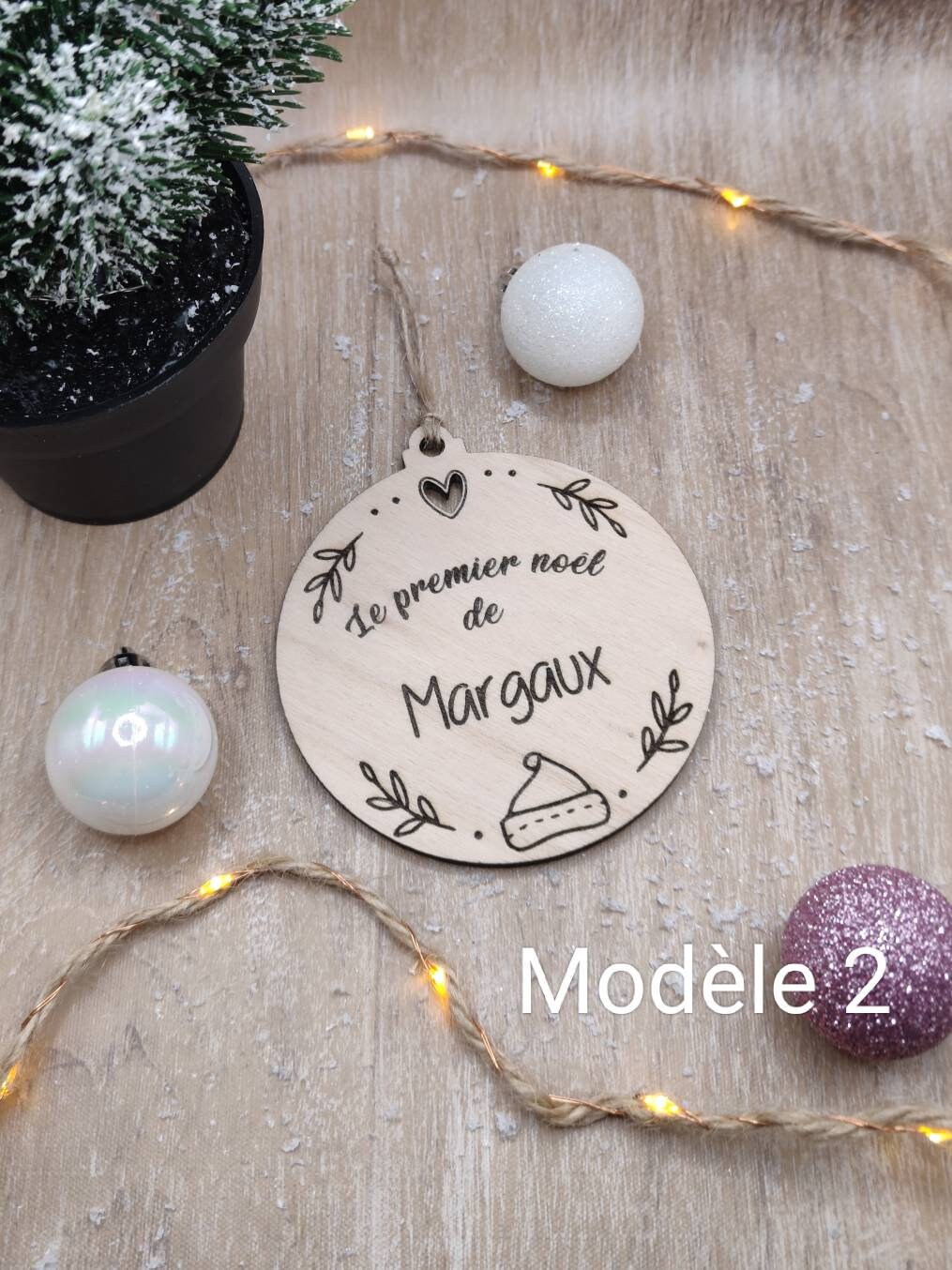 Boule de Noël en bois personnalisé/"Mon premier noël"