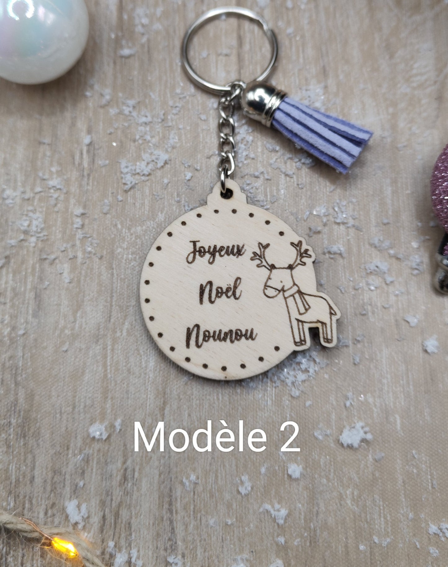 Porte-clés de noël personnalisés/Maitresse, Nounou, Atsem, Mamie, Tata...