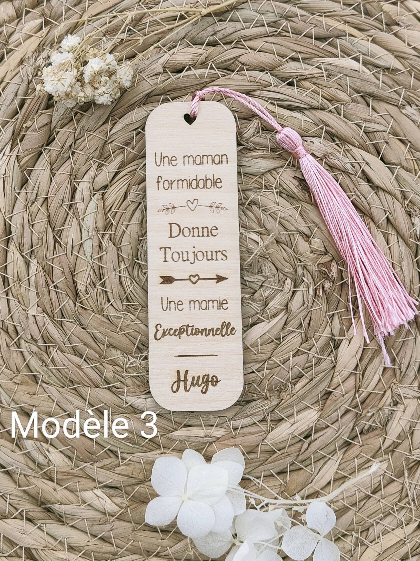 Marque page en bois personnalisé (Cadeau pour Nounou, Maman, Atsem, Mamie, Marraine, Maîtresse ...)