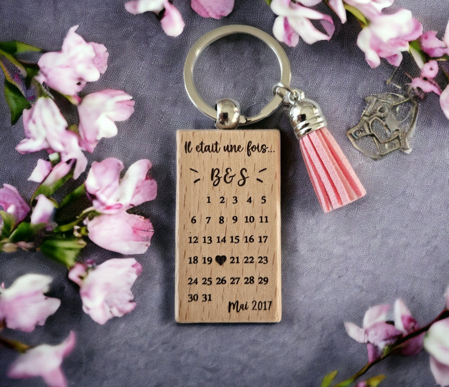 Porte clé date personnalisée/Couple, Mariage, Baptêmes, Naissance ...