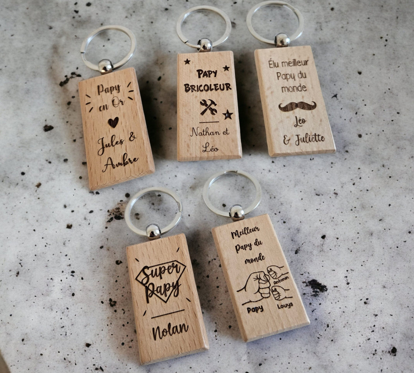 Porte-Clés Personnalisés en Bois pour les Papys/Papa/Parrain/Tonton ...
