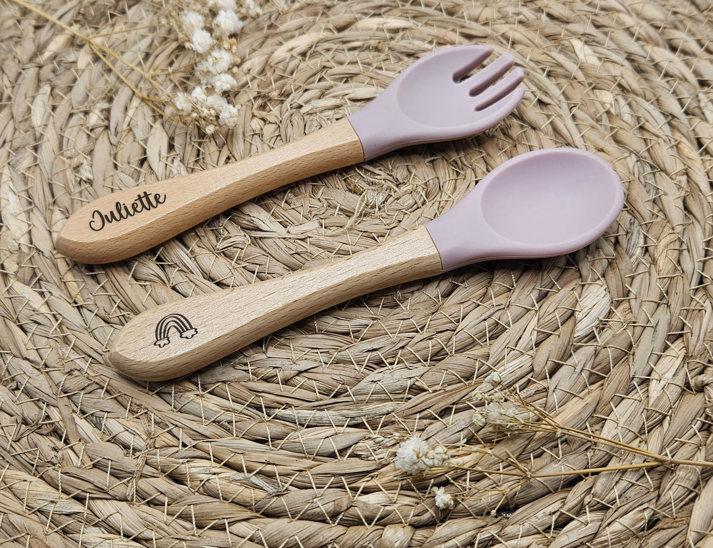 Couverts personnalisés en bois et silicone