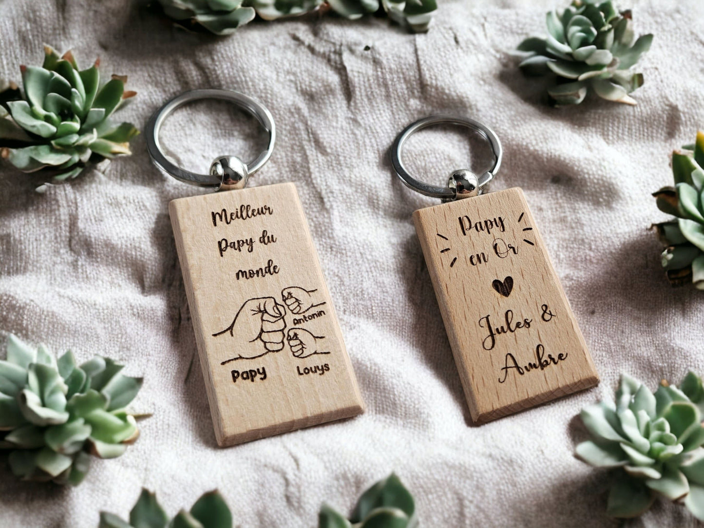 Porte-Clés Personnalisés en Bois pour les Papys/Papa/Parrain/Tonton ...