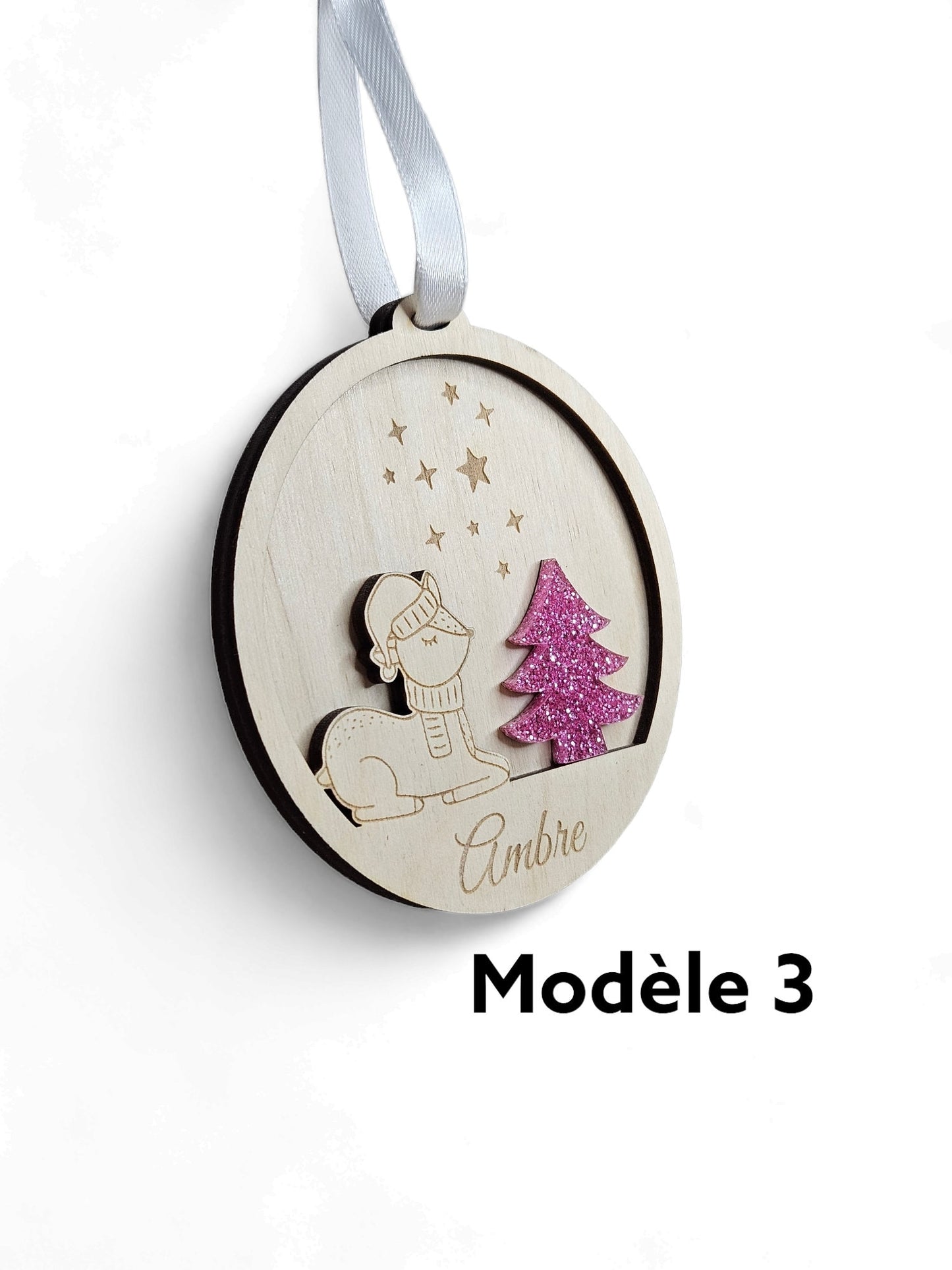 Boule de noël en bois personnalisé