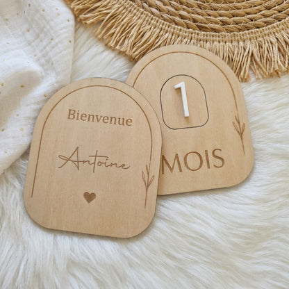 Carte Étape Bébé en Bois et Acrylique - Modèle Arche