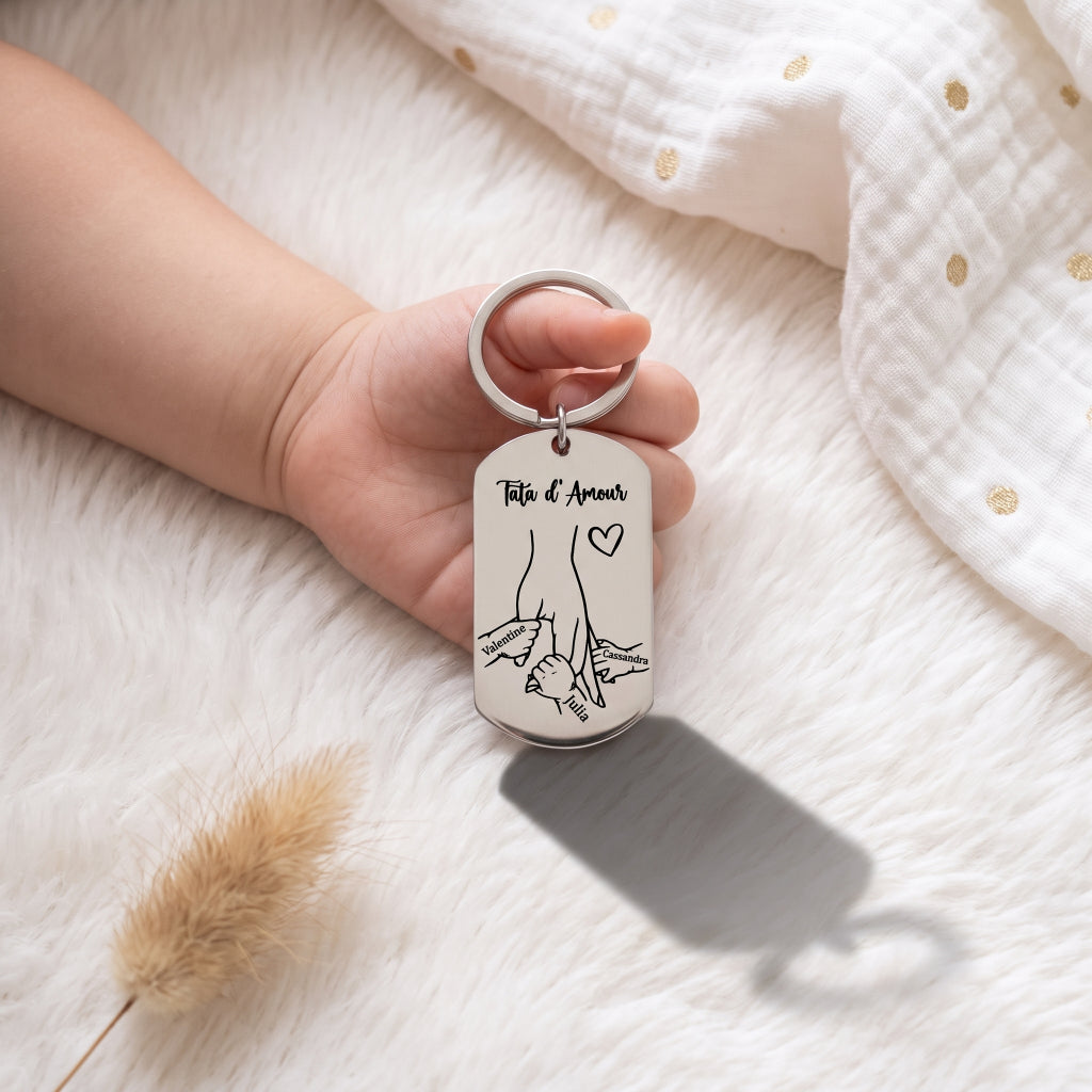 Porte-clés personnalisé mains d'enfants • Maman & Mamie