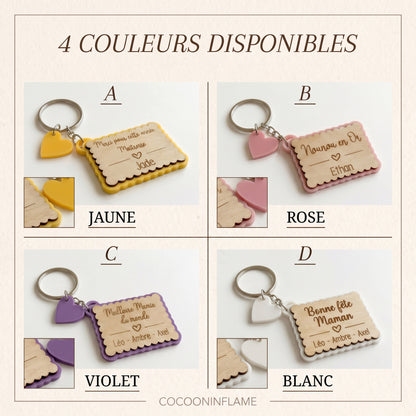 porte-clé bois gravé personnalisé cadeau maîtresse prénom
