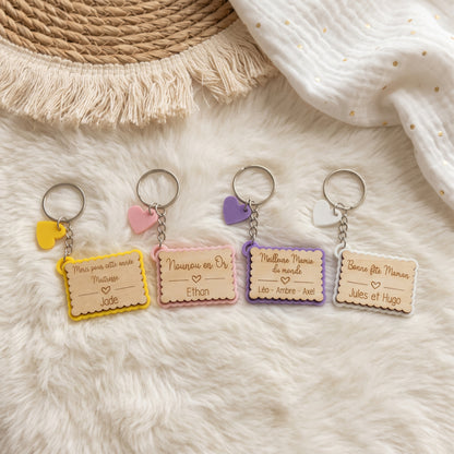 porte-clé bois gravé personnalisé cadeau maîtresse prénom