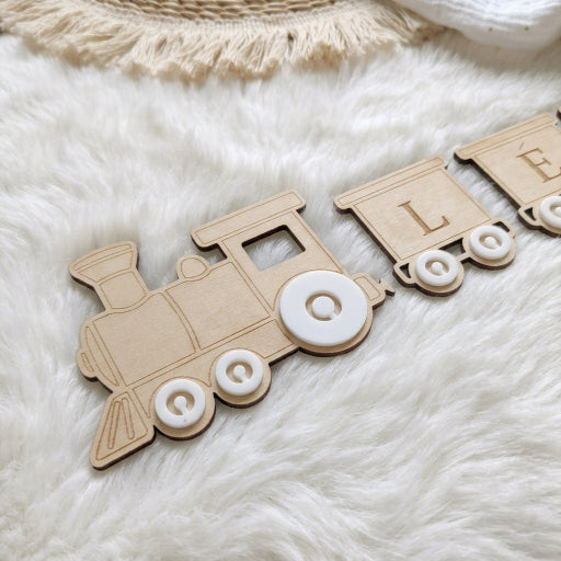 Train mural personnalisé en bois • Déco chambre bébé