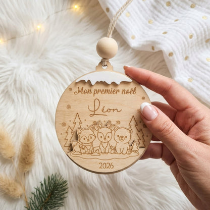 Boule de Noël personnalisée "Mon premier Noël" • Animaux de la forêt