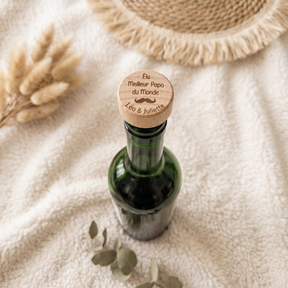 Bouchon de bouteille en bois personnalisé • Papa, Papy, Tonton