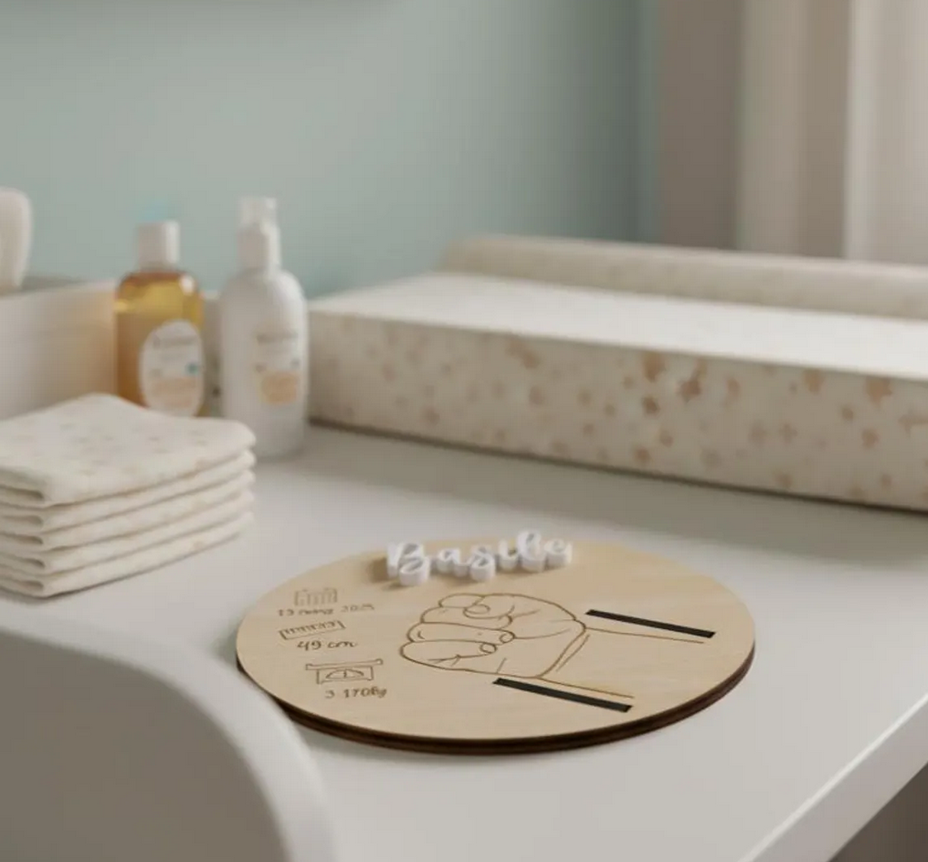 Support pour Bracelet de Naissance Personnalisé en Bois