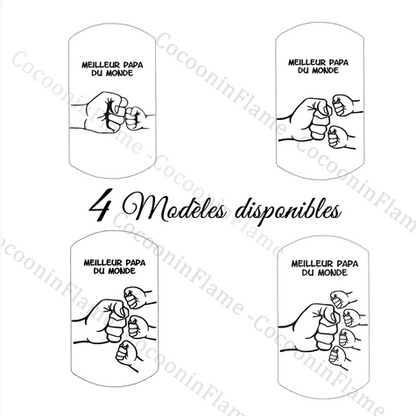 Porte-clés personnalisé bois & cuir • Papa, Papy, Parrain