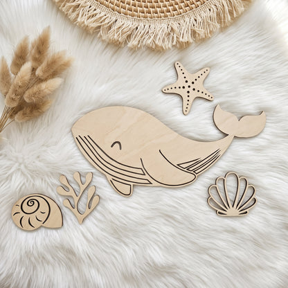 Décoration murale baleine personnalisée • Thème océan