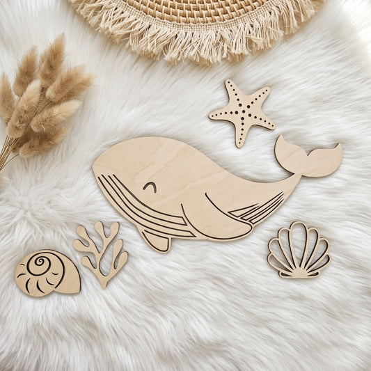 Décoration murale baleine personnalisée • Thème océan