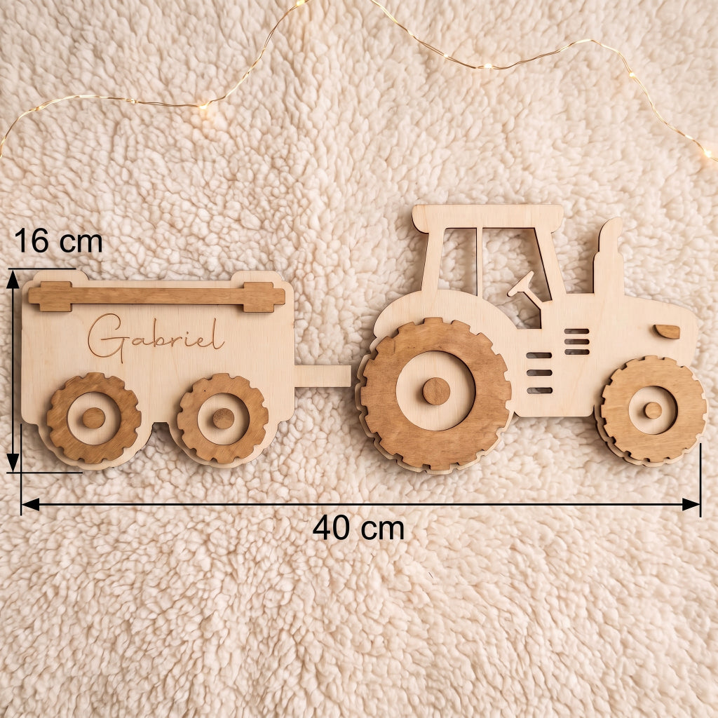 Décoration murale en bois personnalisée - Tracteur & Remorque
