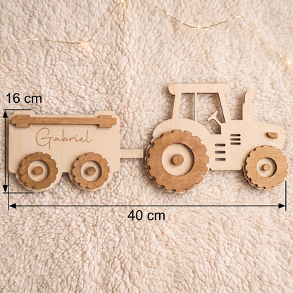 Décoration murale en bois personnalisée - Tracteur & Remorque