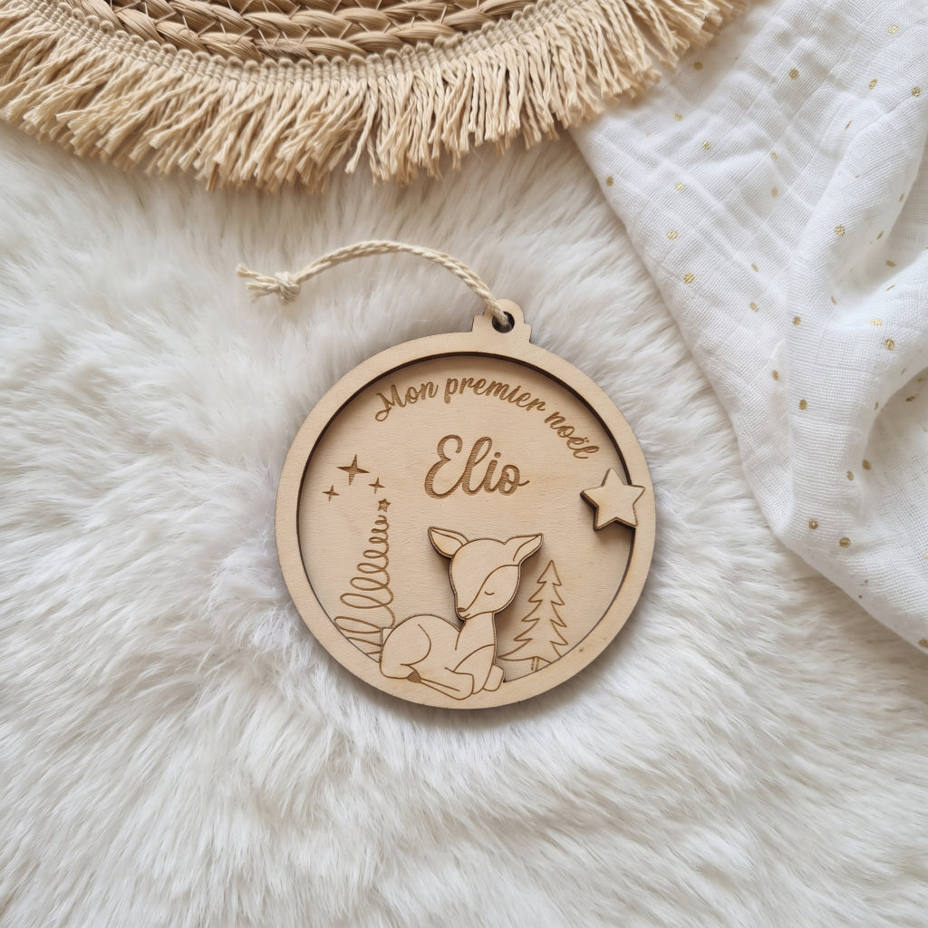 Boule de Noël "Mon Premier Noël" en bois • Bébé