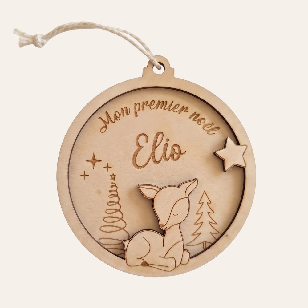 Boule de Noël "Mon Premier Noël" en bois • Bébé