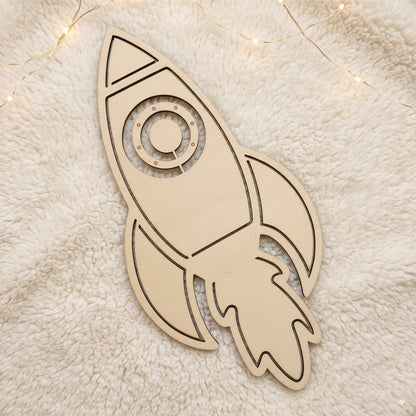 Décoration murale espace en bois • Prénom personnalisé