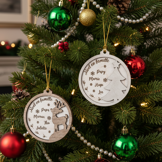Boule de Noël Personnalisée – Un Souvenir Gravé pour Toute la Famille