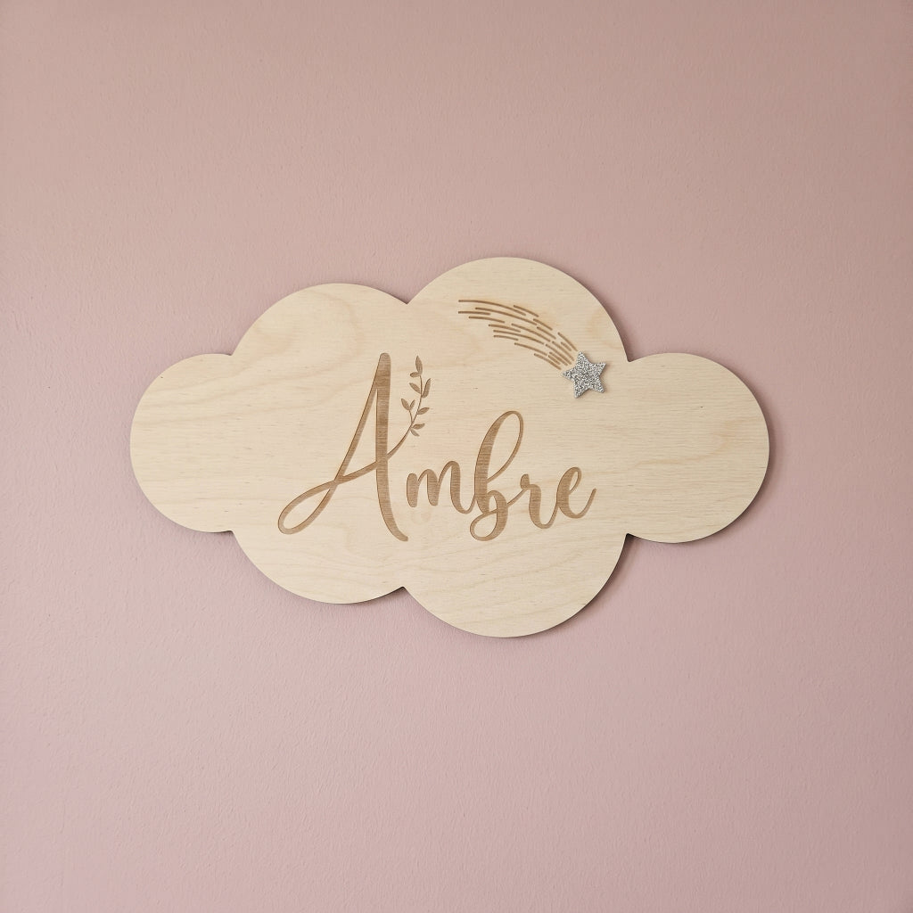 Nuage en bois personnalisé • Décoration chambre enfant