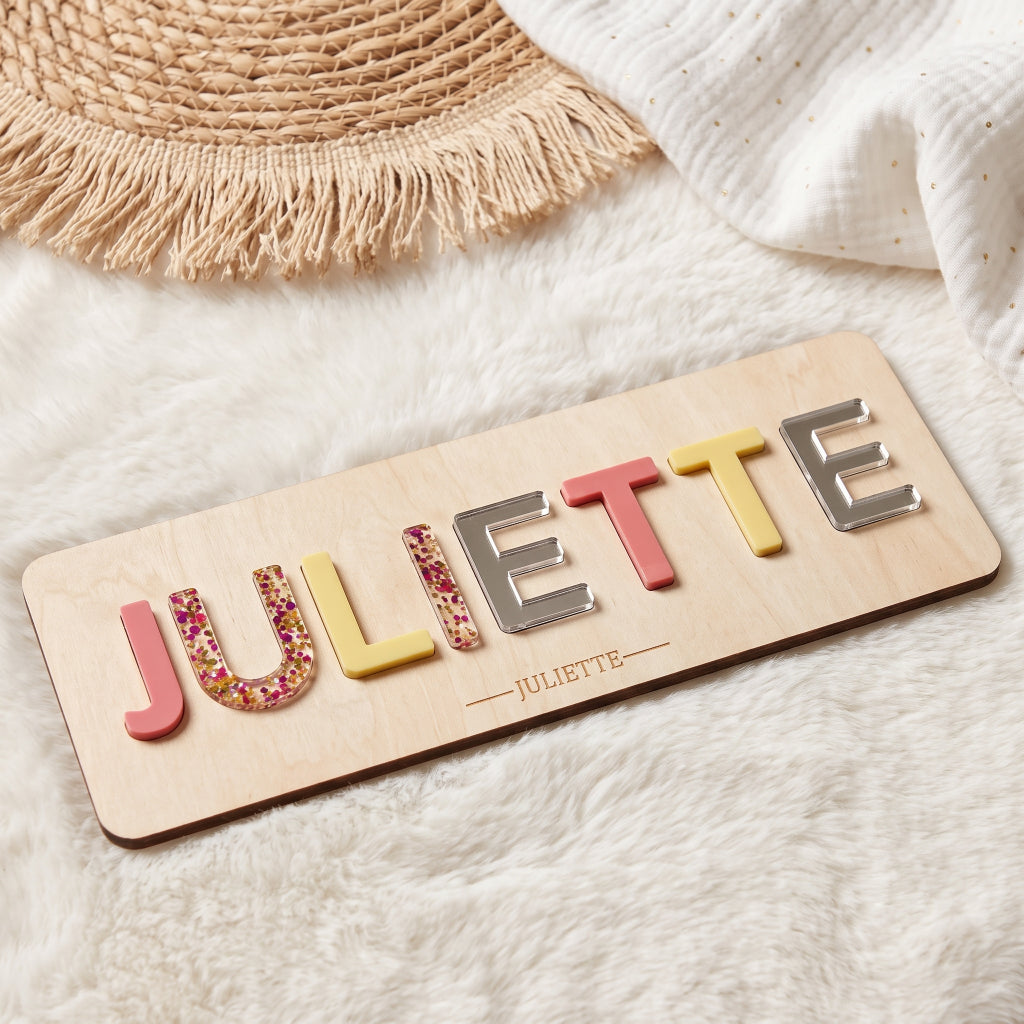 Puzzle prénom personnalisé en bois • Jouet éducatif & déco