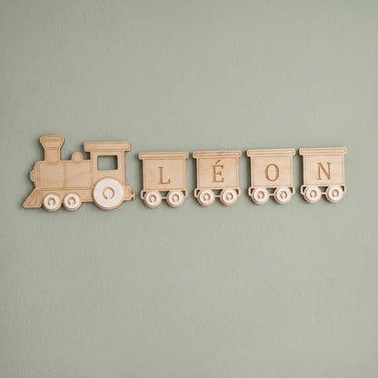 Train mural personnalisé en bois • Déco chambre bébé