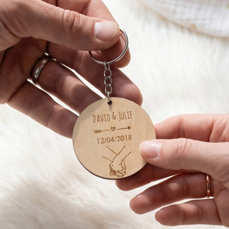 Porte-clés couple personnalisé en bois • Duo & Saint-Valentin