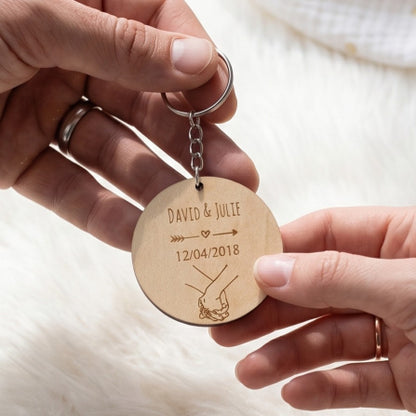 Porte-clés couple personnalisé en bois • Duo & Saint-Valentin