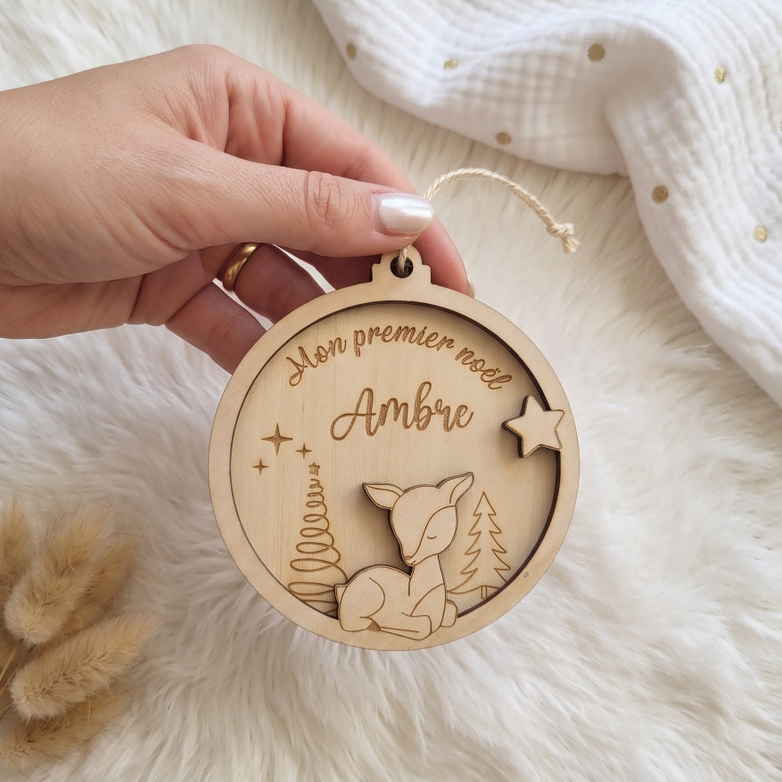 Boule de Noël "Mon Premier Noël" en bois • Bébé